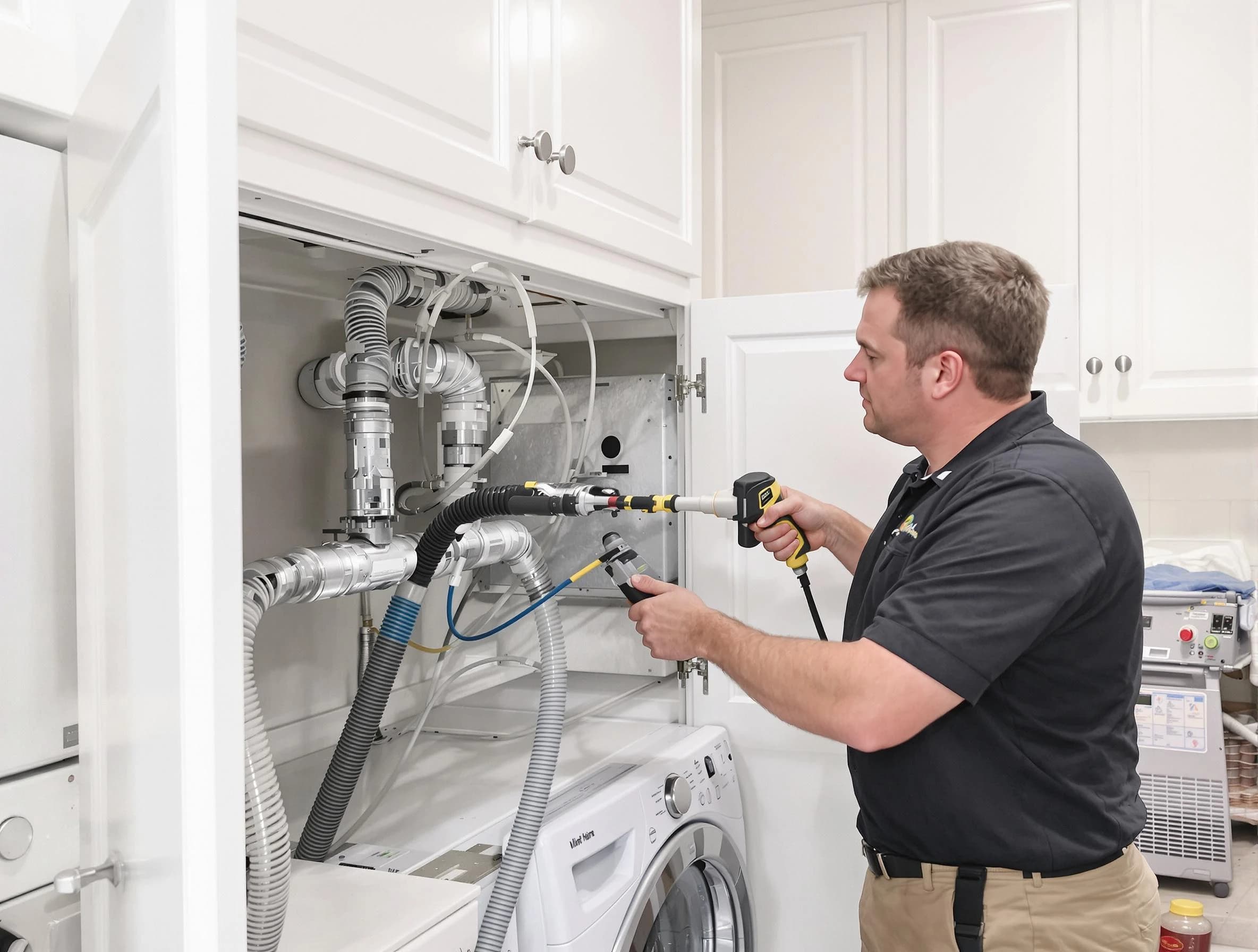 Ross Dryer Vent Cleaning professional removing severe blockage from a clogged dryer vent in Ross