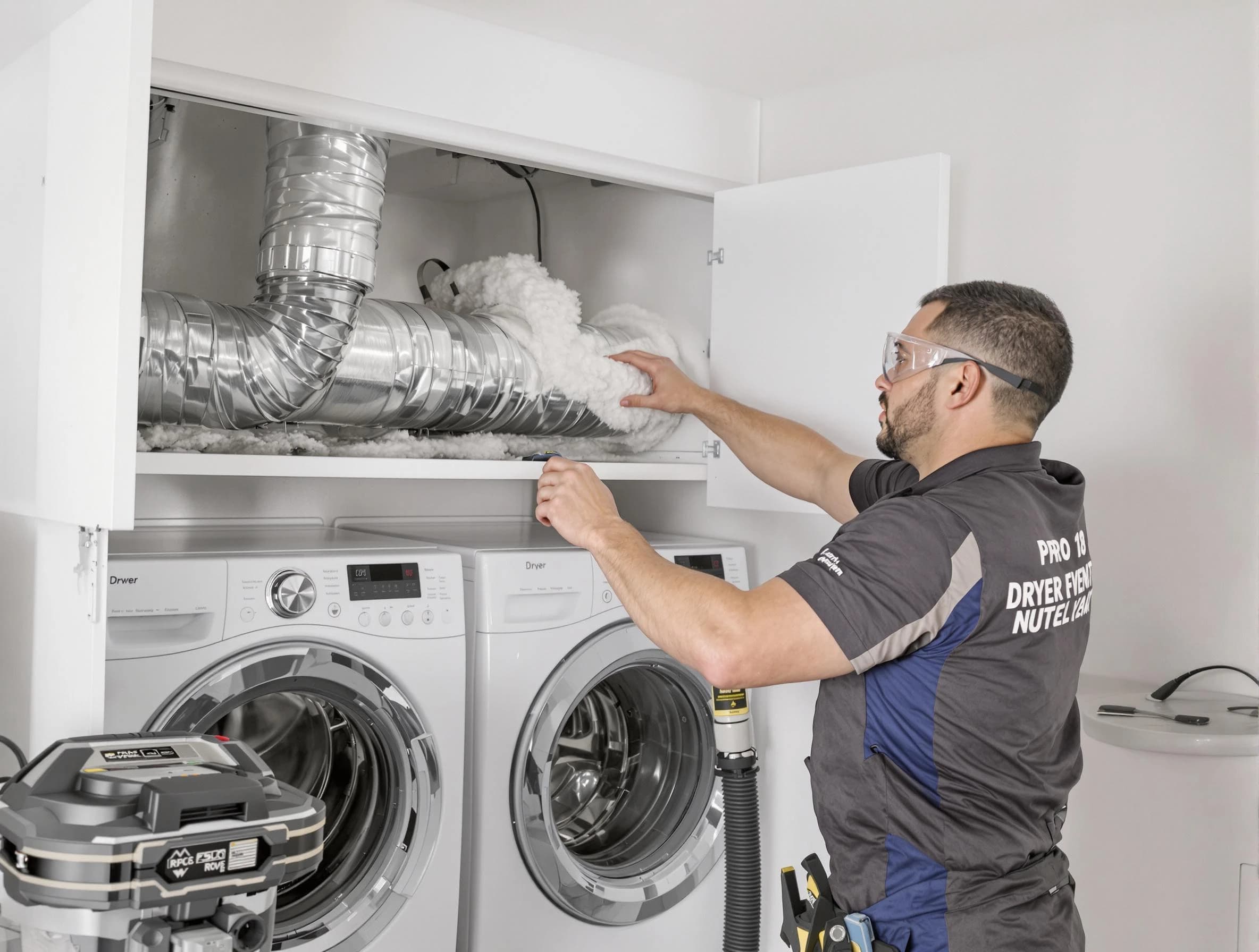 Ross Dryer Vent Cleaning certified technician performing specialized gas dryer vent cleaning in Ross