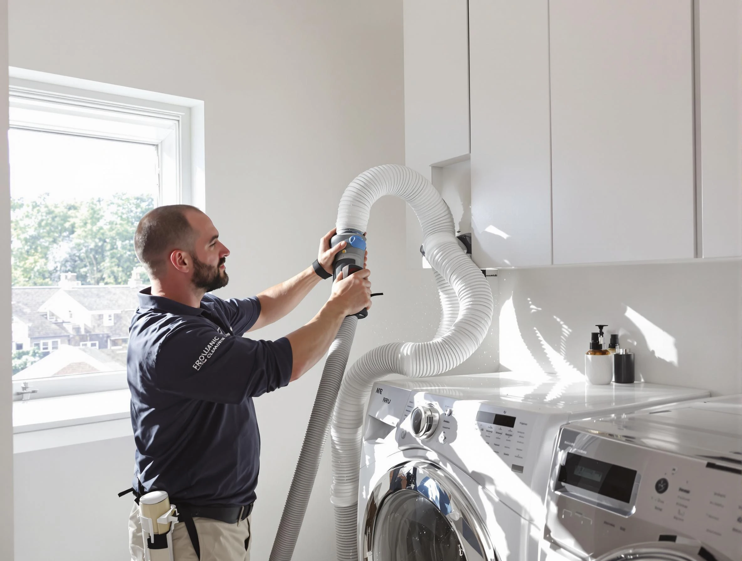 Certified Ross Dryer Vent Cleaning technician performing dryer vent cleaning in Ross